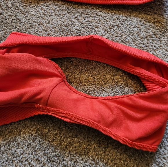 Neon Ribbed High Leg High Rise Bandeau Bikini set - Picture 5 of 5